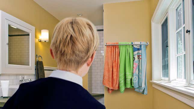 Image for article titled Wealthy Child Horrified By Mismatched Towels In Friend’s Bathroom