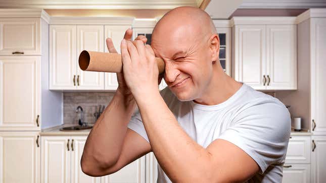 Image for article titled I See You, Report Sources Looking Through Empty Paper Towel Roll