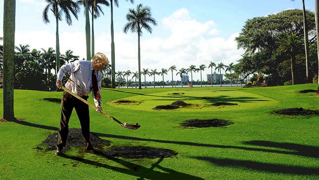 Image for article titled Trump Frantically Digging Holes Around Mar-A-Lago In Hopes Of Striking $454 Million In Oil