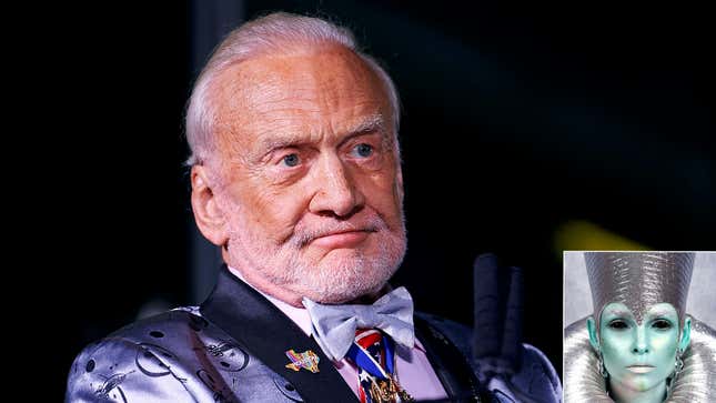 Image for article titled Astronaut Buzz Aldrin Marries Longtime Hallucination Of Sexy Space Babe