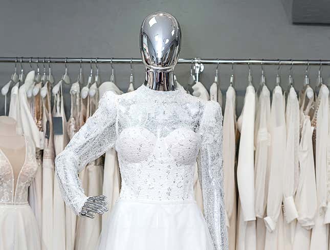 Image for article titled Mannequin In White Wedding Dress Clearly Not Virgin