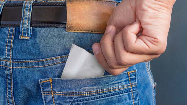 Image for article titled Man Carefully Places Piece Of Paper In Back Pocket To Make Sure It Will Go Through Washing Machine