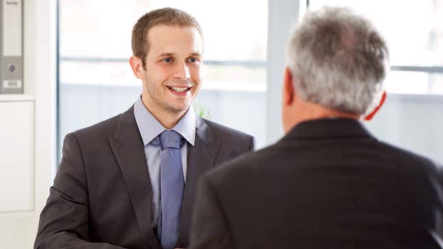 Image for article titled Man Never Knows Right Time In Job Interview To Go In For Kiss