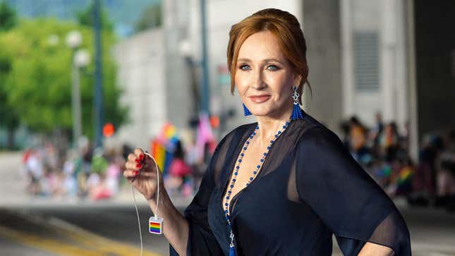 Image for article titled J.K. Rowling Announces She No Longer Transphobic After Attending Cincinnati Pride And Winning A Free Cell Phone Charger From A Bisexual Realtor’s Booth